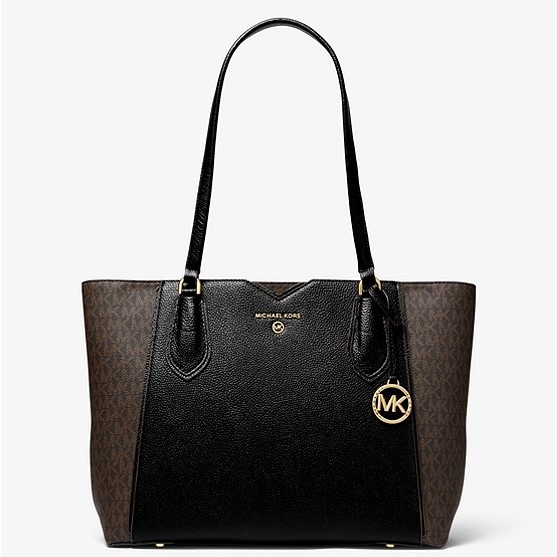Shopper Mae Medium aus gekrispeltem Leder und Logostoff-101-1 Michael-Kors-Shopper-Mae-Medium-aus-gekrispeltem-Leder-und-Logostoff