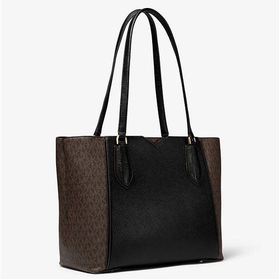 Shopper Mae Medium aus gekrispeltem Leder und Logostoff-101-3 Michael-Kors-Shopper-Mae-Medium-aus-gekrispeltem-Leder-und-Logostoff