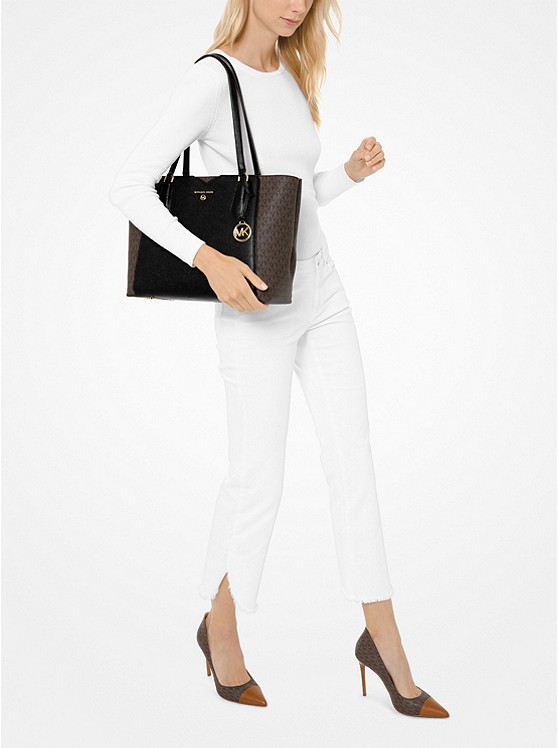 Shopper Mae Medium aus gekrispeltem Leder und Logostoff-101-4 Michael-Kors-Shopper-Mae-Medium-aus-gekrispeltem-Leder-und-Logostoff